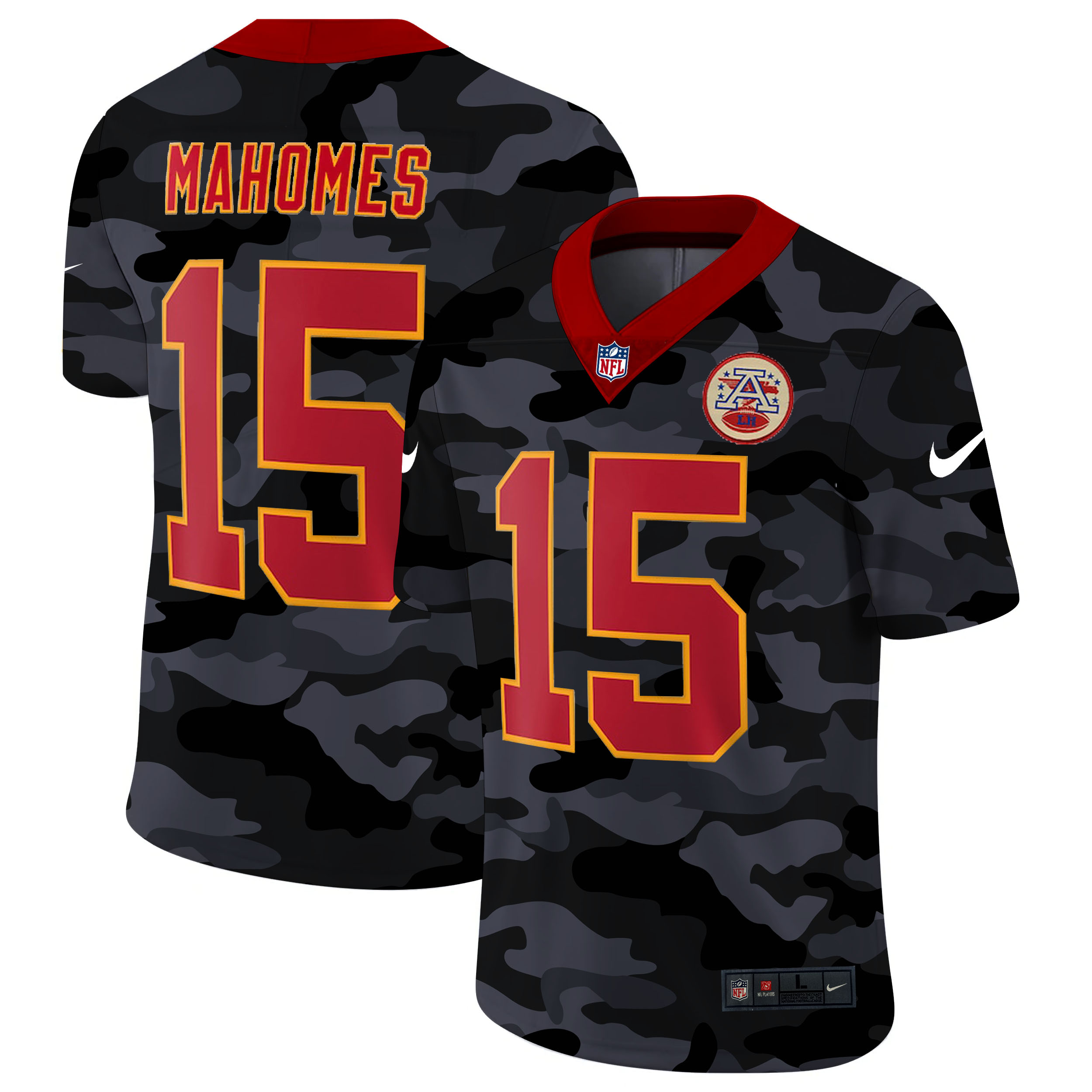 Kansas City Chiefs #15 Patrick Mahomes Men's 2020 Black CAMO Red Vapor Untouchable Limited Stitched Jersey