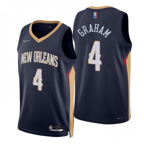 New Orleans Pelicans #4 Devonte Graham Navy Mens 2021-22 75th Anniversary Diamond Swingman Jersey - Icon Edition Mens