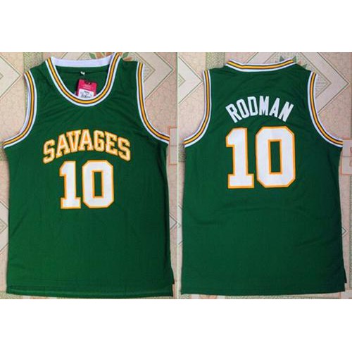 Chicago Bulls #10 Dennis Rodman Green Savage Storm College Stitched Jersey Mens