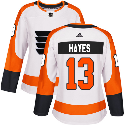 Adidas Philadelphia Flyers #13 Kevin Hayes White Road Authentic Women's Stitched Jersey Womens