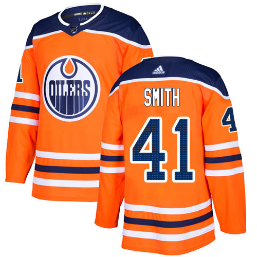 Adidas Edmonton Oilers #41 Mike Smith Orange Home Authentic Stitched Youth Jersey Youth