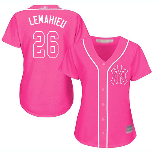 New York Yankees #26 DJ LeMahieu Pink Fashion Women's Stitched Jersey Womens