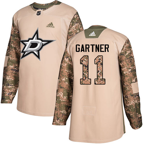 Adidas Dallas Stars #11 Mike Gartner Camo Authentic 2017 Veterans Day Stitched Jersey Men's