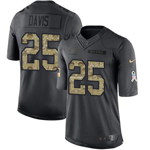 Chicago Bears #25 Mike Davis Black Men's Stitched Limited 2016 Salute to Service Jersey Men's