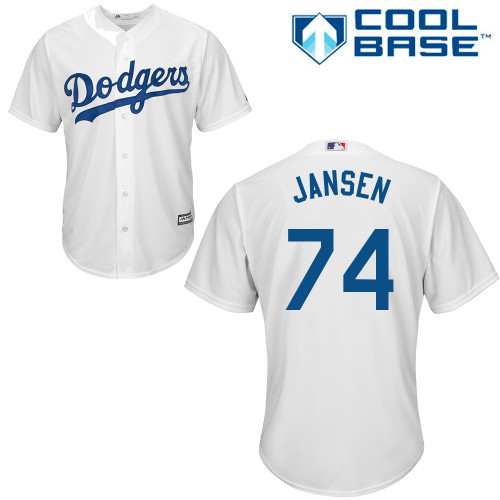 Los Angeles Dodgers #74 Kenley Jansen White Cool Base Stitched Youth Jersey Youth