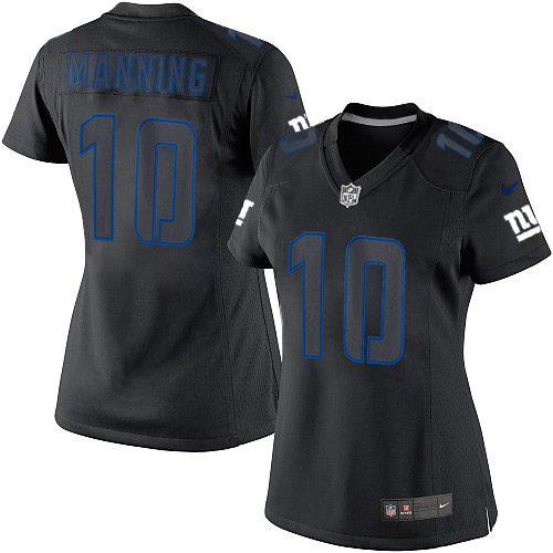 New York Giants #10 Eli Manning Black Impact Women's Stitched Limited Jersey Womens
