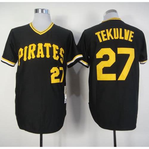 Mitchell And Ness Pittsburgh Pirates #27 Kent Tekulve Black Throwback Stitched Jersey Men's