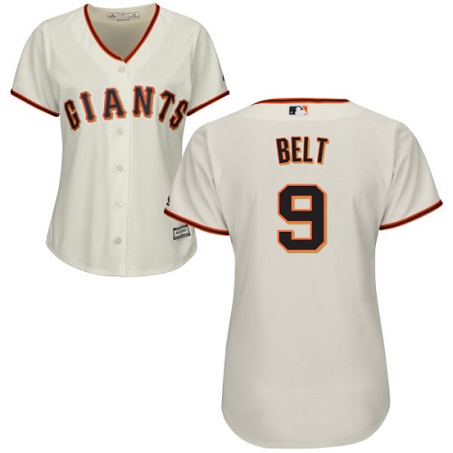 San Francisco Giants #9 Brandon Belt Cream Home Women's Stitched Jersey Womens