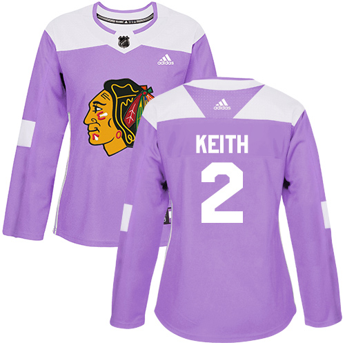 Adidas Chicago Blackhawks #2 Duncan Keith Purple Authentic Fights Cancer Women's Stitched Jersey Womens