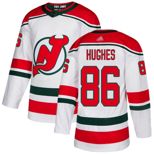 Adidas New Jersey Devils #86 Jack Hughes White Alternate Authentic Stitched Jersey Men's