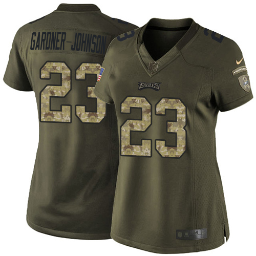 Eagles #23 C.J. Gardner-Johnson Green Women's Stitched Limited 2015 Salute To Service Jersey