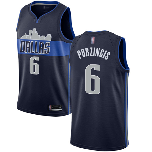 Dallas Mavericks #6 Kristaps Porzingis Navy Youth Swingman Statement Edition Jersey Youth