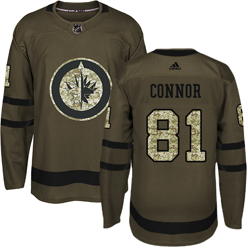 Adidas Winnipeg Jets #81 Kyle Connor Green Salute to Service Stitched Jersey Men's