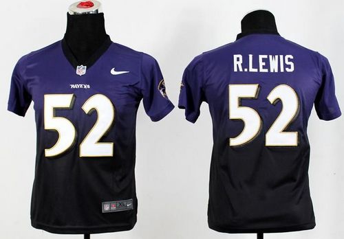Ravens #52 Ray Lewis Purple/Black Youth Stitched Elite Fadeaway Fashion Jersey