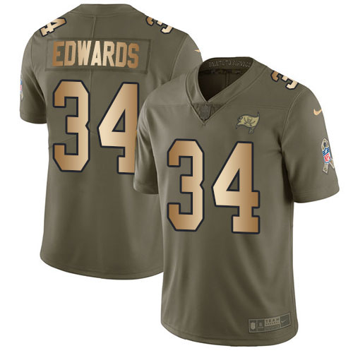 Tampa Bay Buccaneers #34 Mike Edwards Olive/Gold Youth Stitched Limited 2017 Salute To Service Jersey Youth