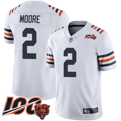 Bears #2 D.J. Moore White Youth Stitched 100th Season Vapor Limited Jersey