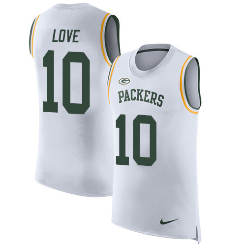 Packers #10 Jordan Love White Men's Stitched Limited Rush Tank Top Jersey