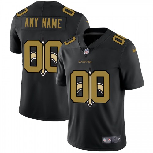 New Orleans Saints Custom Men's Team Logo Dual Overlap Limited Jersey Black