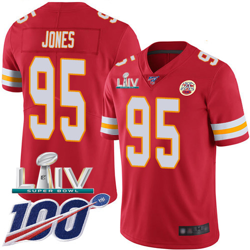 Chiefs #95 Chris Jones Red Super Bowl LIV 2020 Team Color Men's Stitched 100th Season Vapor Untouchable Limited Jersey