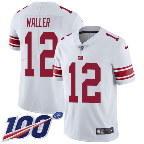 Giants #12 Darren Waller White Men's Stitched 100th Season Vapor Limited Jersey