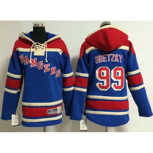 New York Rangers #99 Wayne Gretzky Blue Sawyer Hooded Sweatshirt Stitched Youth Jersey Youth