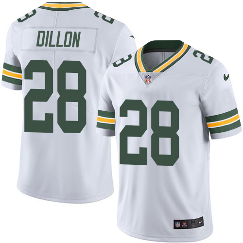 Packers #28 AJ Dillon White Youth Stitched Vapor Untouchable Limited Jersey