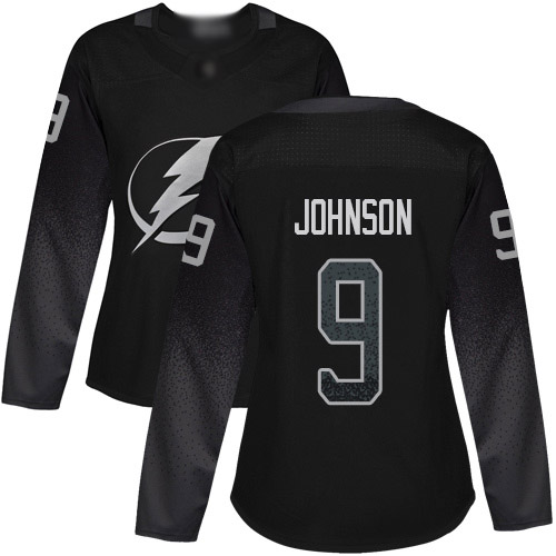 Adidas Tampa Bay Lightning #9 Tyler Johnson Black Alternate Authentic Women's Stitched Jersey Womens