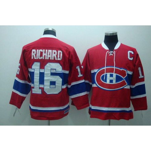 Montreal Canadiens #16 Henri Richard Stitched Red CH CCM Throwback Jersey Men's