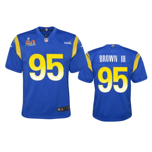 Los Angeles Los Angeles Rams #95 Bobby Brown III Youth Super Bowl LVI Patch Game Jersey - Royal Youth
