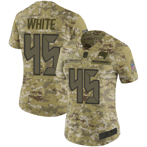 Buccaneers #45 Devin White Camo Women's Stitched Limited 2018 Salute To Service Jersey
