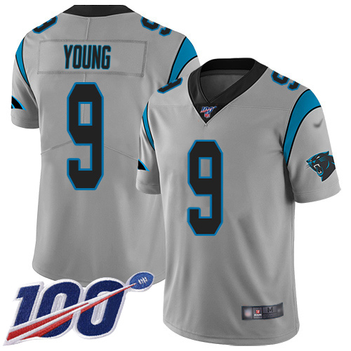 Panthers #9 Bryce Young Silver Men's Stitched Limited Inverted Legend 100th Season Jersey