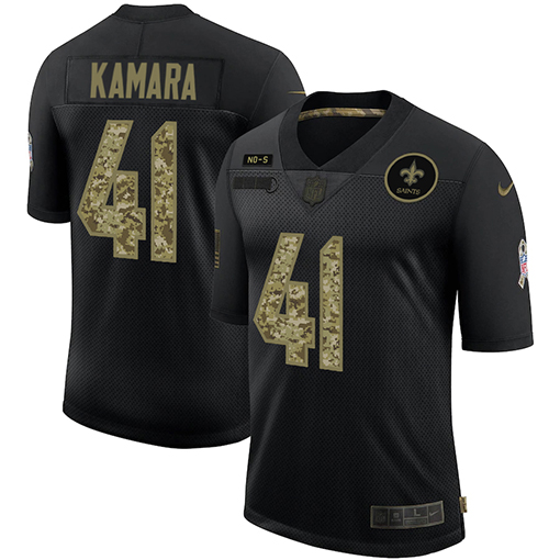 New Orleans Saints #41 Alvin Kamara Men's 2020 Salute To Service Camo Limited Jersey Black