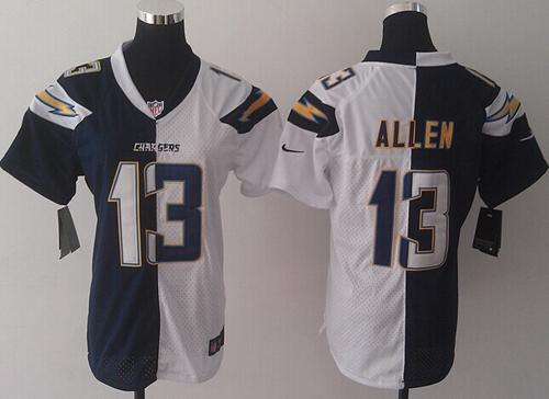 Chargers #13 Keenan Allen Navy Blue/White Women's Stitched Elite Split Jersey
