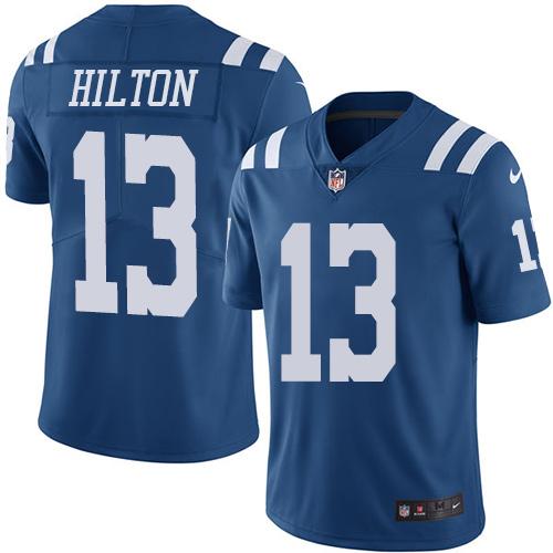 Colts #13 T.Y. Hilton Royal Blue Men's Stitched Limited Rush Jersey