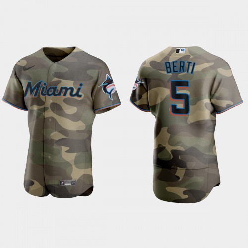Miami Miami Marlins #5 Jon Berti Men's 2021 Armed Forces Day Authentic Jersey -Camo Men's