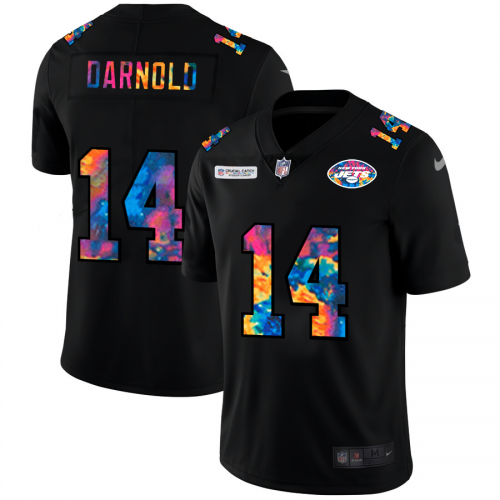 New York New York Jets #14 Sam Darnold Men's Multi-Color Black 2020 Crucial Catch Vapor Untouchable Limited Jersey Men's