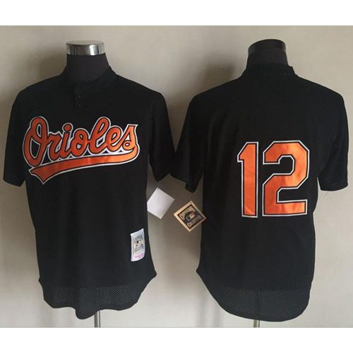 Mitchell And Ness 1997 Baltimore Orioles #12 Roberto Alomar Black Throwback Stitched Jersey Men's