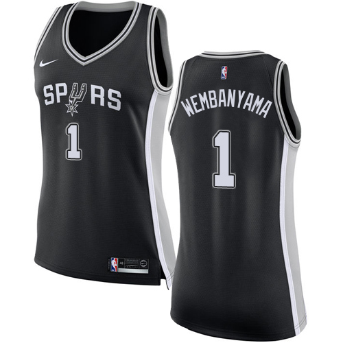 San Antonio Spurs #1 Victor Wembanyama Black Women's Swingman Icon Edition Jersey