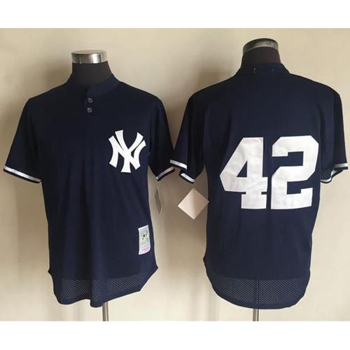Mitchell And Ness 1995 New York Yankees #42 Mariano Rivera Navy Blue Throwback Stitched Jersey Men's