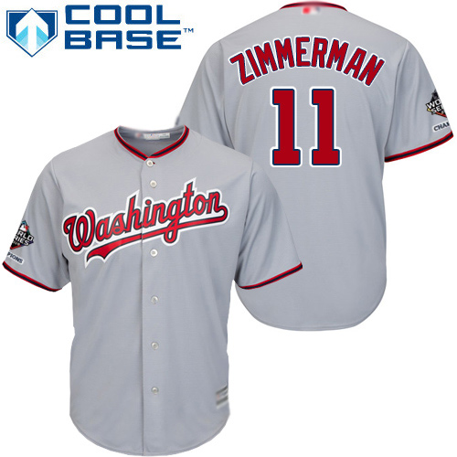 Washington Nationals #11 Ryan Zimmerman Grey Cool Base 2019 World Series Champions Stitched Youth Jersey Youth