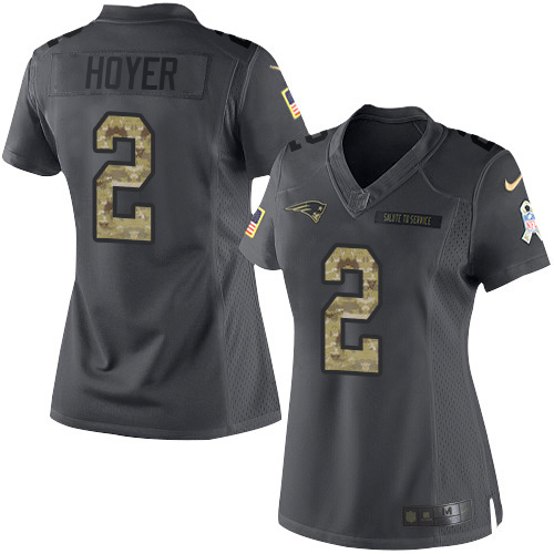 New England Patriots #2 Brian Hoyer Black Women's Stitched Limited 2016 Salute to Service Jersey Womens