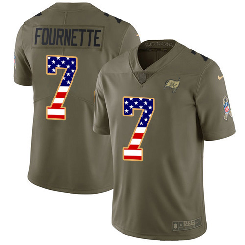 Tampa Bay Buccaneers #7 Leonard Fournette Olive/USA Flag Men's Stitched Limited 2017 Salute To Service Jersey