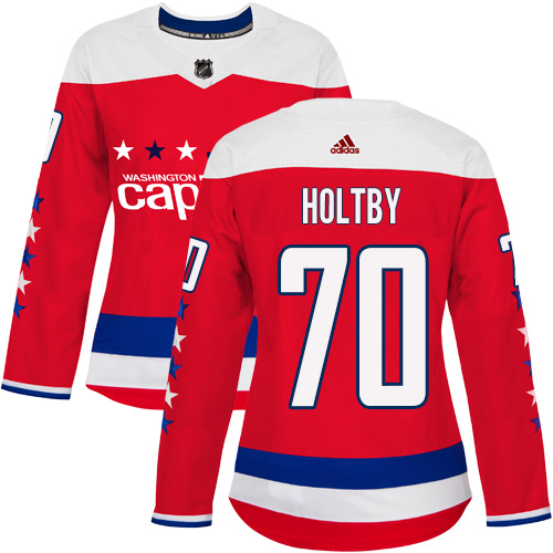 Adidas Washington Capitals #70 Braden Holtby Red Alternate Authentic Women's Stitched Jersey Womens