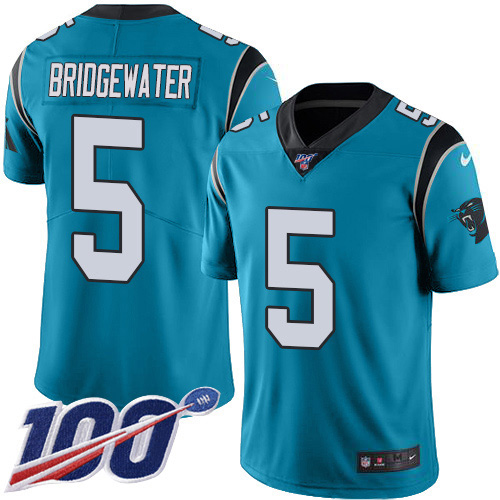 Carolina Panthers #5 Teddy Bridgewater Blue Alternate Men's Stitched 100th Season Vapor Untouchable Limited Jersey Men's