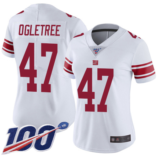 New York Giants #47 Alec Ogletree White Women's Stitched 100th Season Vapor Limited Jersey Womens