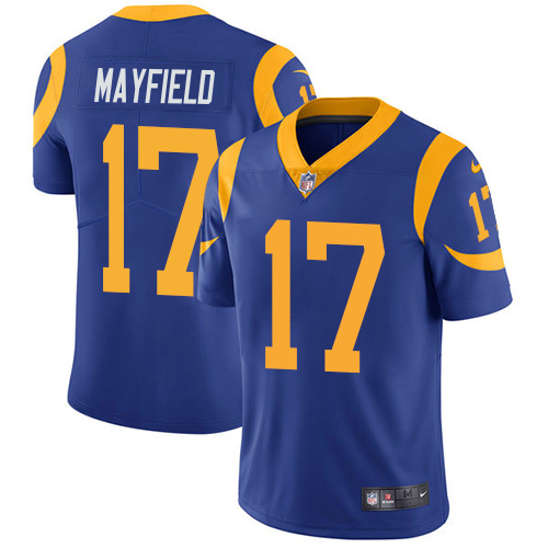 Rams #17 Baker Mayfield Royal Blue Alternate Men's Stitched Vapor Untouchable Limited Jersey
