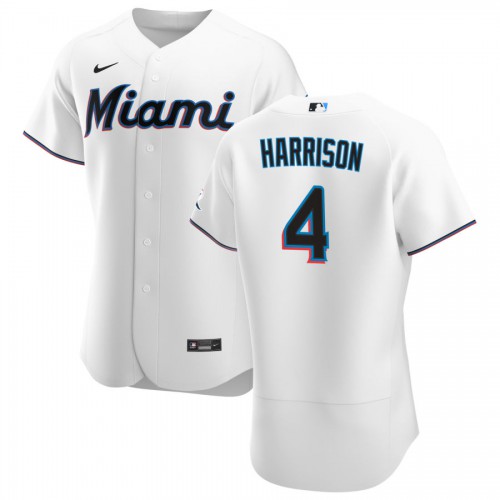 Miami Miami Marlins #4 Monte Harrison Men's White Home 2020 Authentic Player Jersey Men's