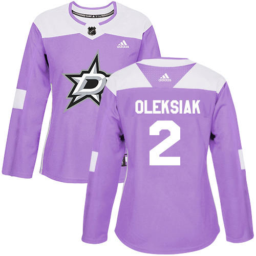 Adidas Dallas Stars #2 Jamie Oleksiak Purple Authentic Fights Cancer Women's Stitched Jersey Womens