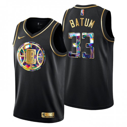 Los Angeles Los Angeles Clippers #33 Nicolas Batum Mens Golden Edition Diamond Logo 2021/22 Swingman Jersey - Black Mens