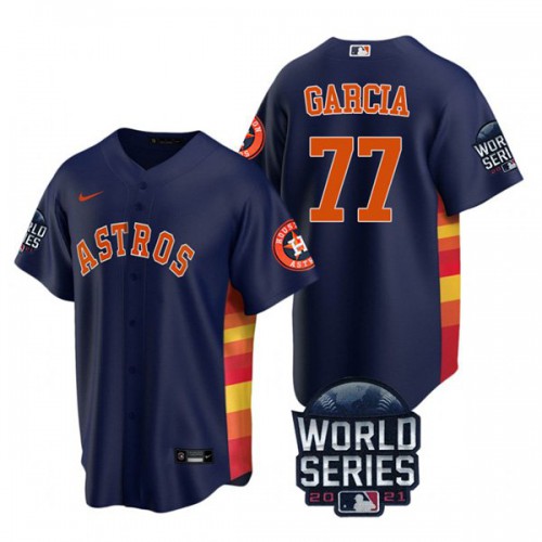 Houston Houston Astros #77 Luis Garcia Youth 150th Anniversary 2021 World Series Game Jersey - Navy Youth